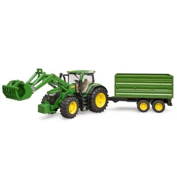 Bruder 09828 John Deere 7R 350 With Frontloader And Trailer Model