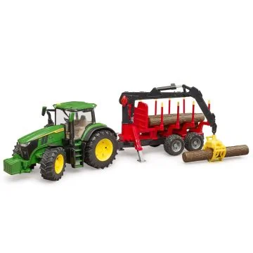 Bruder 09829 John Deere 7R 350 And Forestry Trailer Model